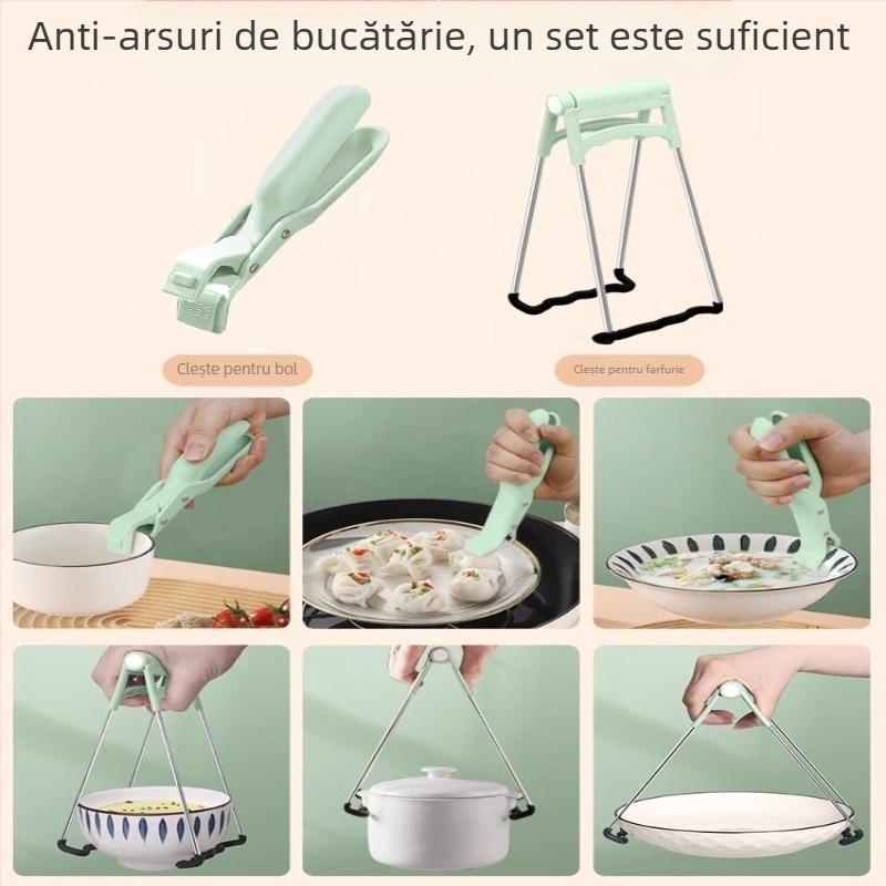 Clip din silicon pentru bol, anti-alunecare, cu ridicator de farfurii pentru bucătăria de acasă