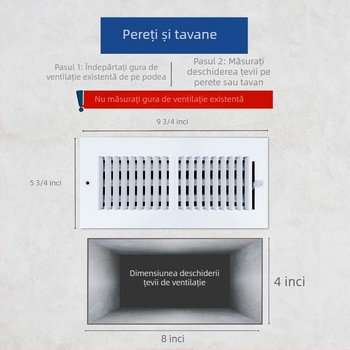 Capac de ventilație cu grilă, bidirecțional, din oțel solid, ieșire de aer HVAC reglabil