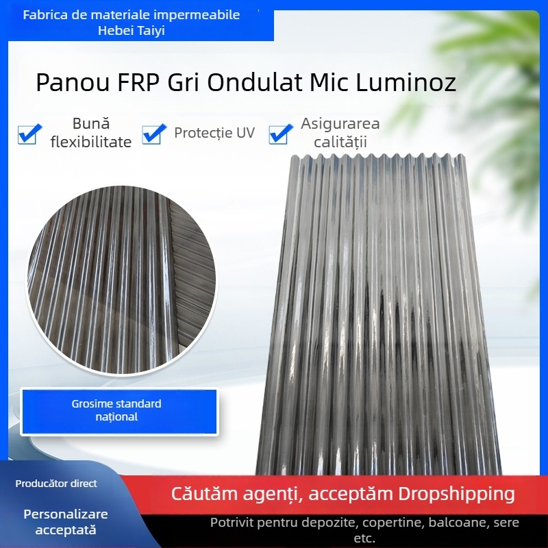 Panou FRP gri pentru iluminat, din rășină întărită cu fibră de sticlă, pentru copertine și carporturi