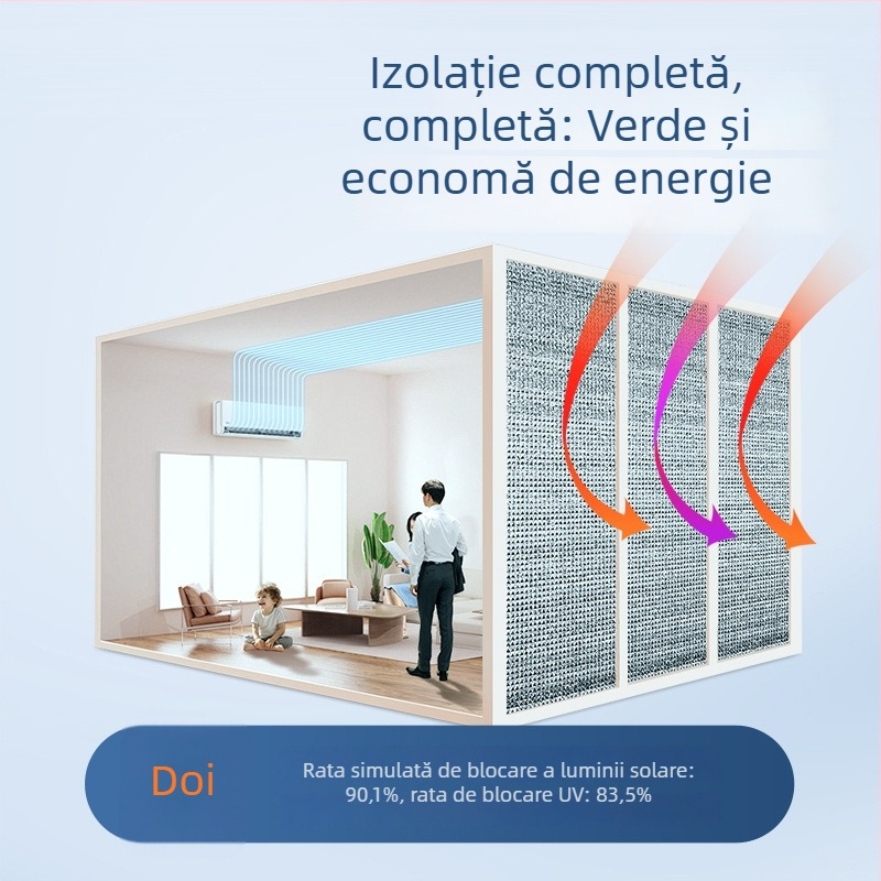 Film de protecție solară și izolație termică pentru geamuri, fără găuri, jaluzele rulou pentru seră din sticlă, folie de aluminiu, întunecare completă