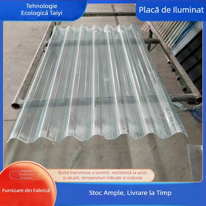 În stoc Panou FRP pentru copertină, panou de iluminat transparent, tip ondulat din fibră de sticlă, 840 valuri
