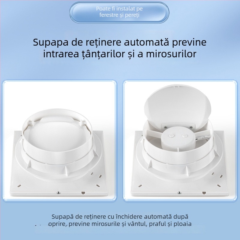 Ventilator de evacuare montat pe perete pentru baie și bucătărie, puternic, uz casnic