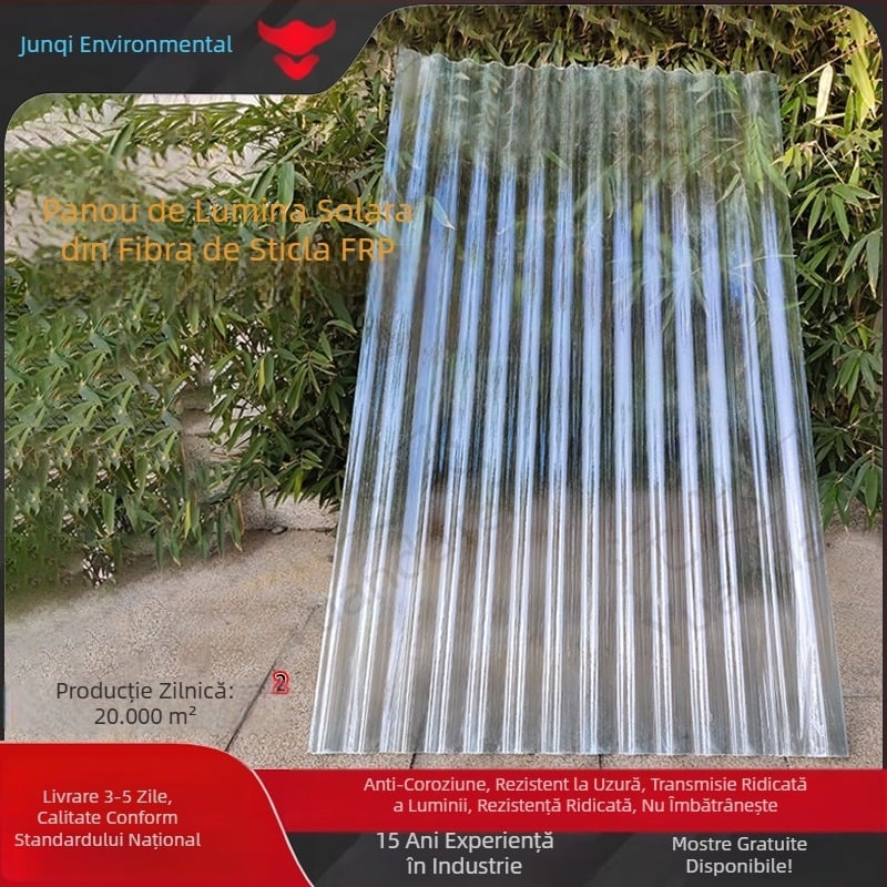 Junqi plăci translucide FRP ondulate, panou din polymer armat cu fibre pentru adăpost și seră durabile, ignifug