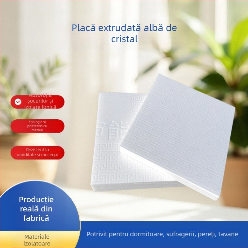 Placă albă de cristal pentru încălzire în pardoseală, izolație exterioară a pereților, rezistentă la umezeală, izolație pentru solariu, placă extrudată XPS