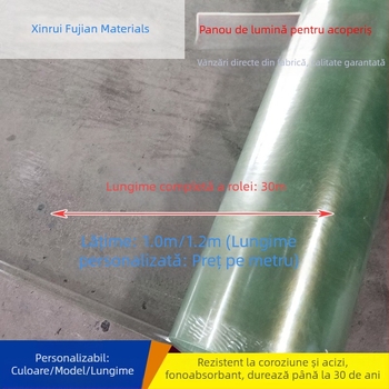 Panou FRP transparent pentru acoperișuri, lățime 1 m, panou plat din fibră de sticlă