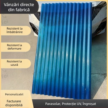 FRP albastru opac cu valuri mari, plăci din fibră de sticlă pentru luminator exterior, terasă și cameră solară