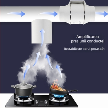 Ventilator de canal cu putere mare, diametre de 6, 4 și 8 inch, ventilație pentru bucătărie și baie, flux înclinat