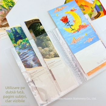 Album foto de 6 inch cu cărți poștale și semn de carte, organizator cu închidere cu nasture, pagini cu patru cadrane pentru portrete
