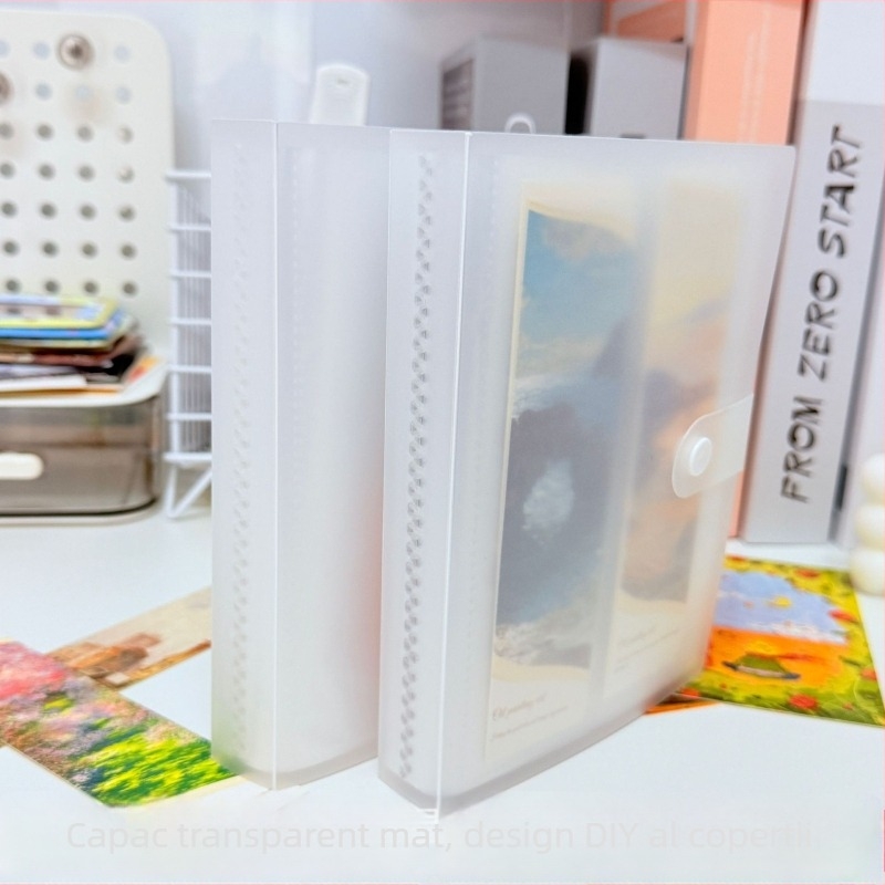 Album foto de 6 inch cu cărți poștale și semn de carte, organizator cu închidere cu nasture, pagini cu patru cadrane pentru portrete