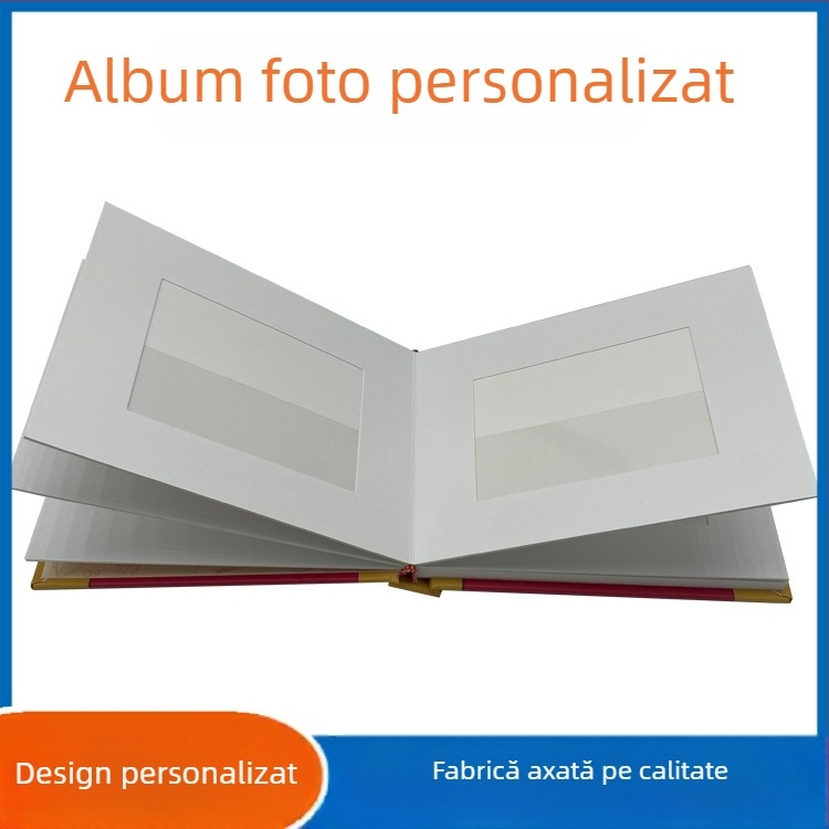 Album foto Polaroid cu copertă din pânză, hardcover, slot pentru carduri în ramă și spațiu de depozitare pentru fotografii