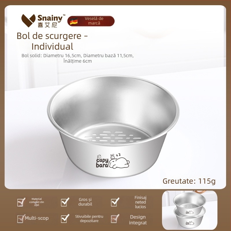 Coș din oțel inoxidabil pentru spălarea și scurgerea fructelor și legumelor, cu două niveluri, mini vas de scurgere, de calitate alimentară