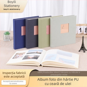 Album foto 6 inci, nunta, hârtie PU ceară, album DIY pliabil Polaroid, album memorial, 50 de pagini
