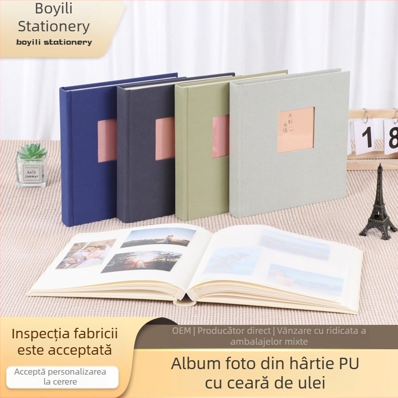 Album foto 6 inci, nunta, hârtie PU ceară, album DIY pliabil Polaroid, album memorial, 50 de pagini
