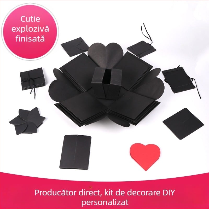În stoc: cutie explozie pătrată, album foto DIY cu mai multe pagini finisat, cadou creativ pentru cupluri