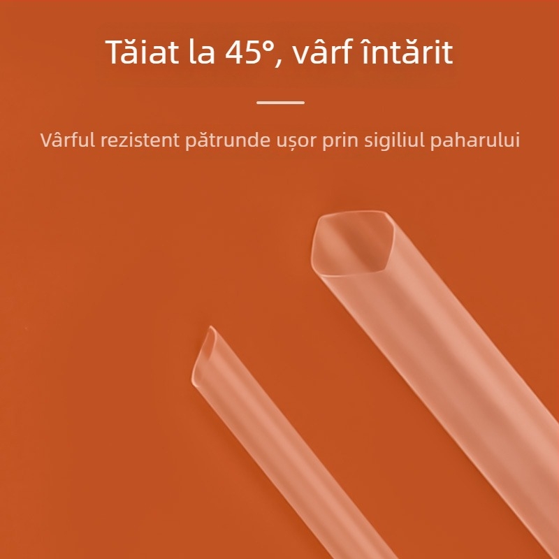 Paie transparente, de unică folosință, colorate, ambalate individual, subțiri, cu vârf ascuțit pentru băuturi