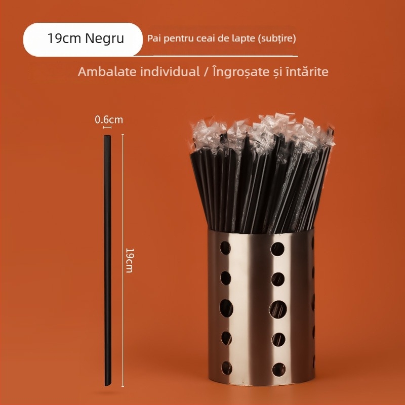 Paie transparente, de unică folosință, colorate, ambalate individual, subțiri, cu vârf ascuțit pentru băuturi