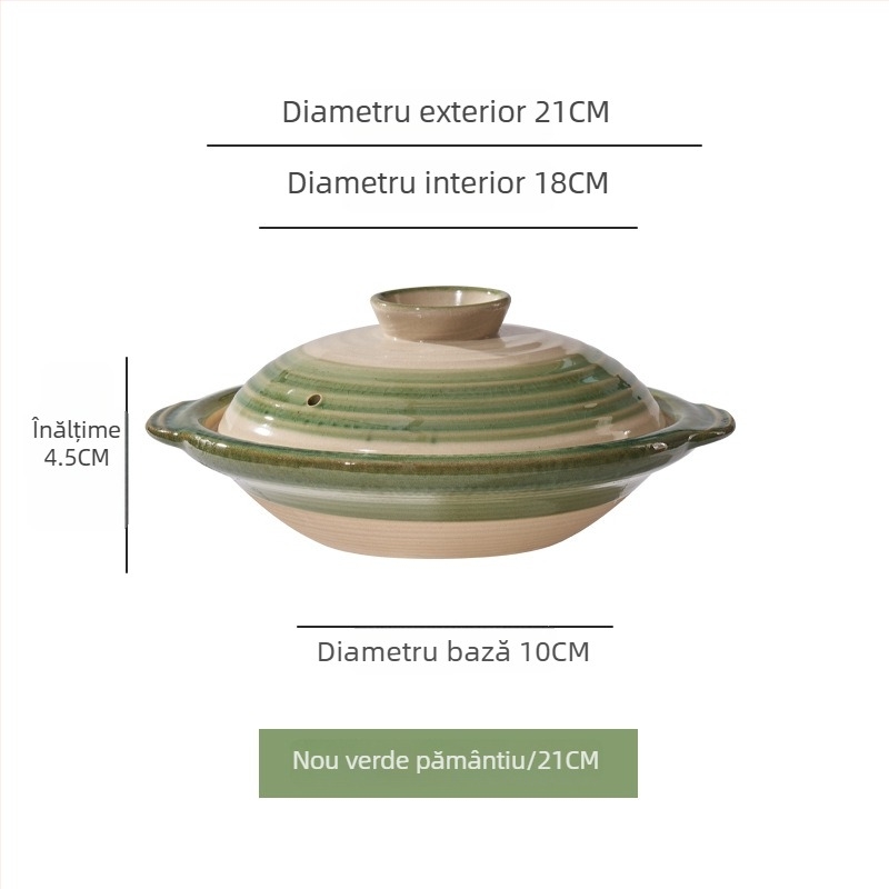 Vas de lut tradițional, rezistent la temperaturi înalte, pentru orez în oală și gătit în stil japonez uscat, compatibil cu aragaz pe gaz și plită electrică