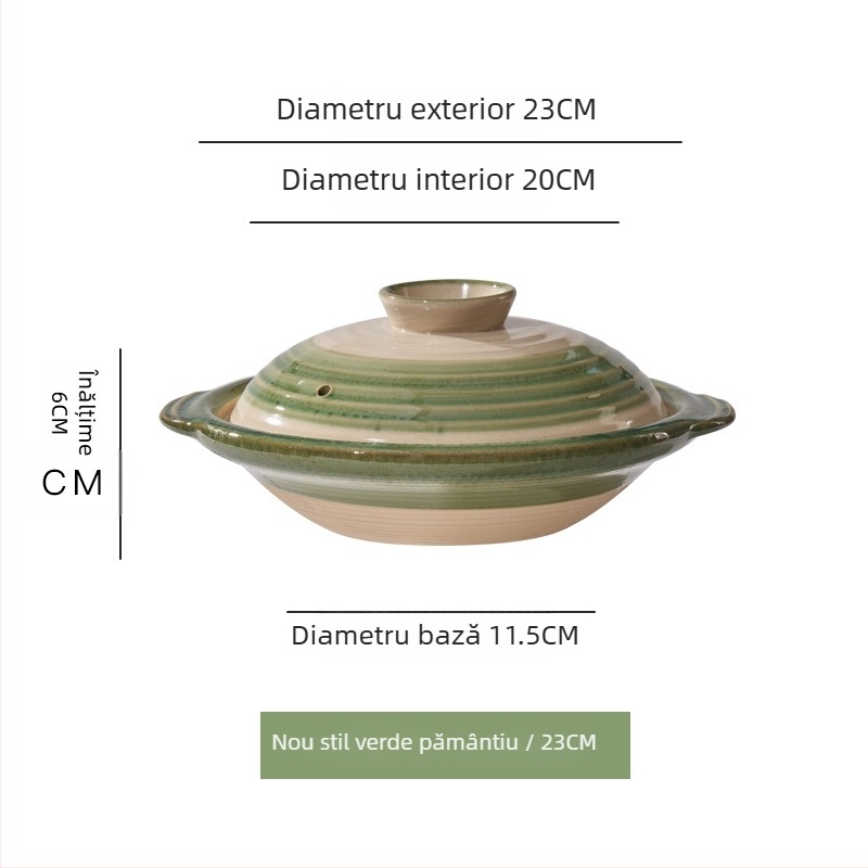 Vas de lut tradițional, rezistent la temperaturi înalte, pentru orez în oală și gătit în stil japonez uscat, compatibil cu aragaz pe gaz și plită electrică