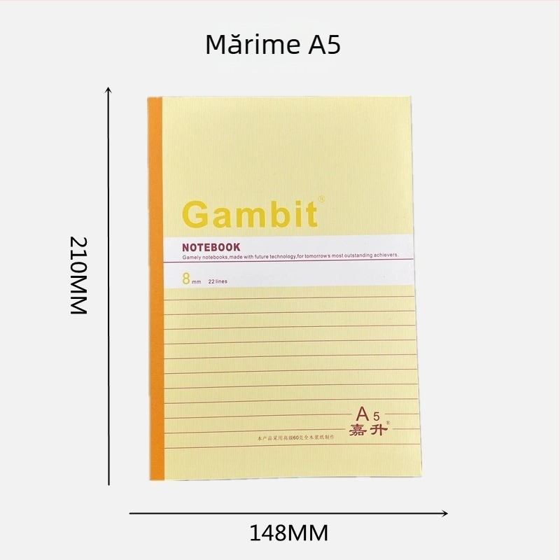 Jiasheng Caiet A5, B5, A4, A6, copertă moale, caiet de birou și pentru teme, cu linii
