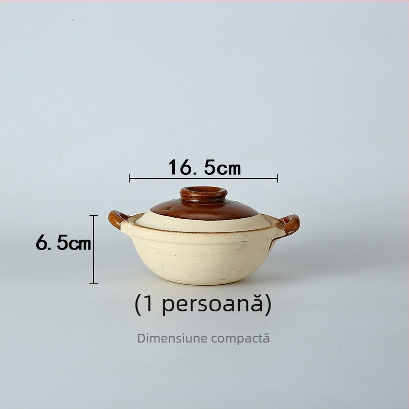 Oală caserolă ceramică din lut pentru gătit: orez în oală de lut, tăiței de orez, pui cu orez și terci