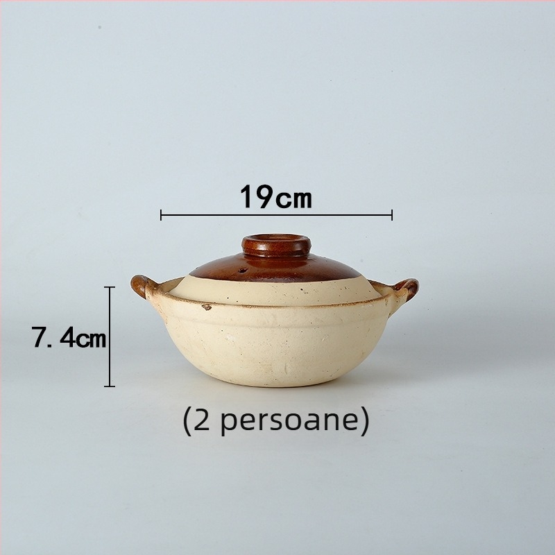 Oală caserolă ceramică din lut pentru gătit: orez în oală de lut, tăiței de orez, pui cu orez și terci