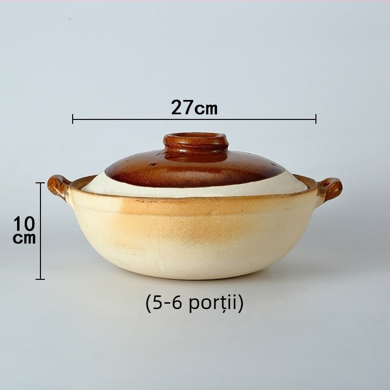 Oală caserolă ceramică din lut pentru gătit: orez în oală de lut, tăiței de orez, pui cu orez și terci