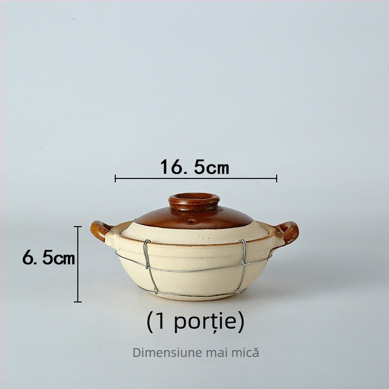 Oală caserolă ceramică din lut pentru gătit: orez în oală de lut, tăiței de orez, pui cu orez și terci