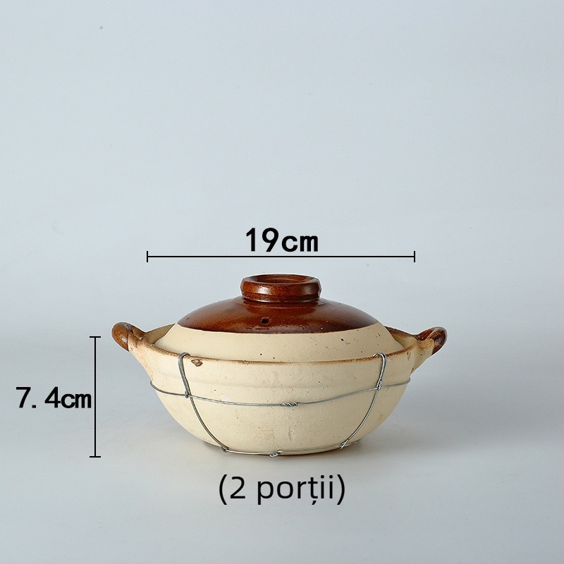 Oală caserolă ceramică din lut pentru gătit: orez în oală de lut, tăiței de orez, pui cu orez și terci