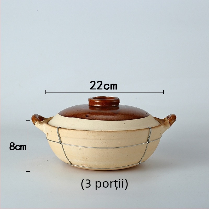 Oală caserolă ceramică din lut pentru gătit: orez în oală de lut, tăiței de orez, pui cu orez și terci
