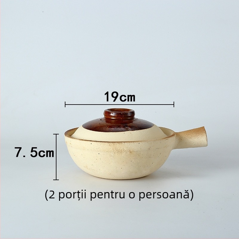 Oală caserolă ceramică din lut pentru gătit: orez în oală de lut, tăiței de orez, pui cu orez și terci