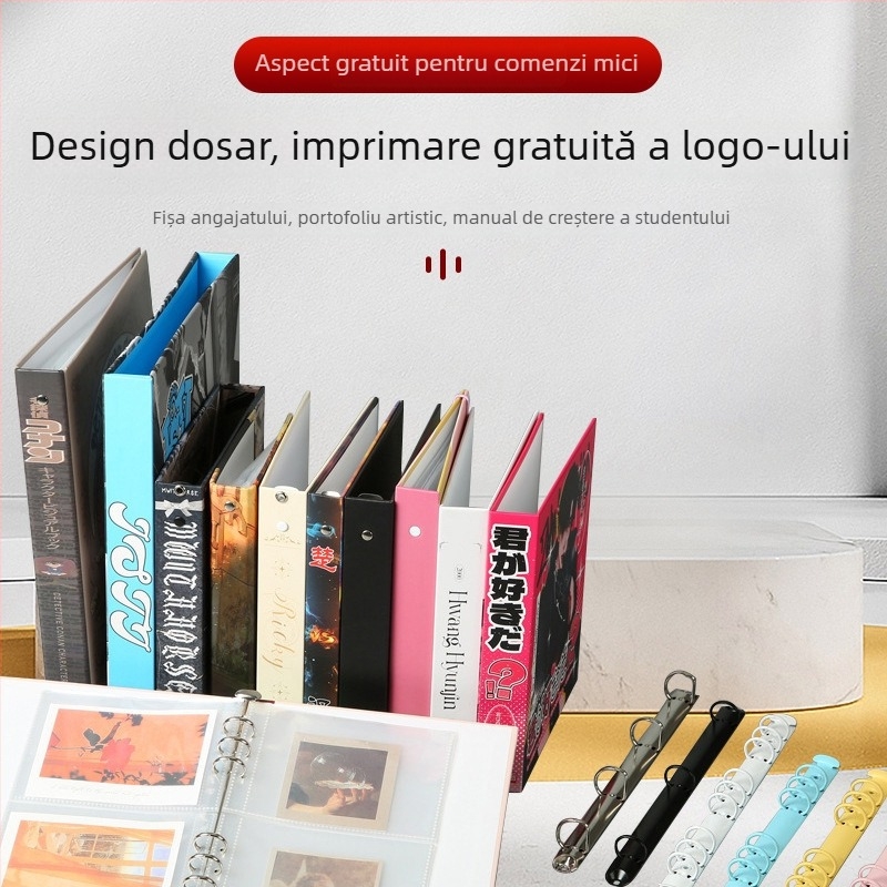 Album de carduri cu foițe, motif stele, spațiu de stocare transparent pentru carduri și poștale Polaroid