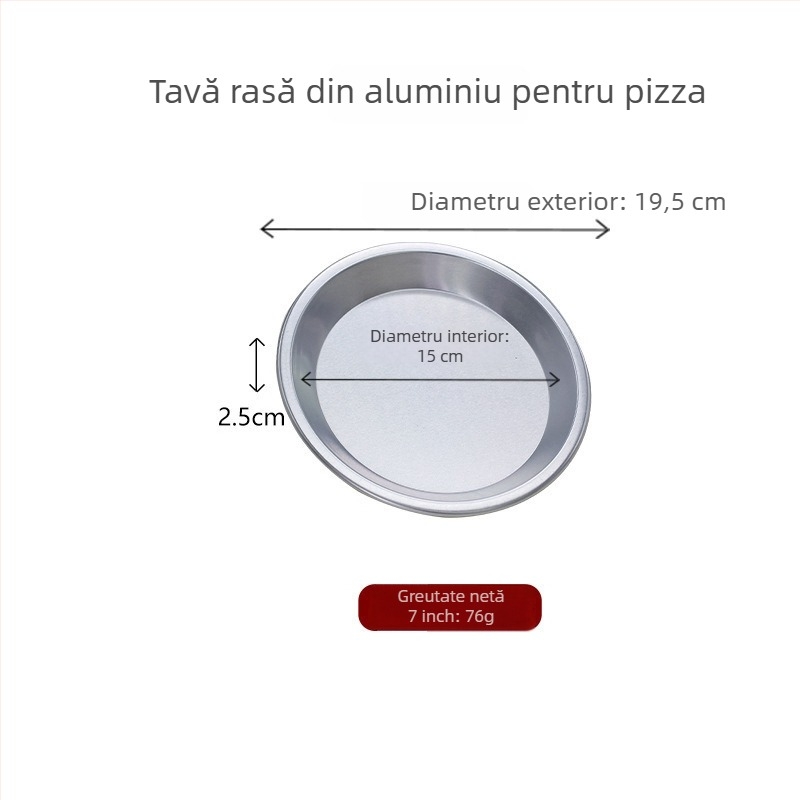 Tigaie de pizza anodizată, diametru 5–10 inch, rotundă, adâncă și plată, din aliaj durabil de aluminiu