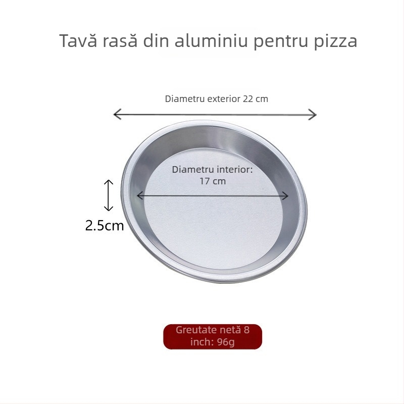 Tigaie de pizza anodizată, diametru 5–10 inch, rotundă, adâncă și plată, din aliaj durabil de aluminiu