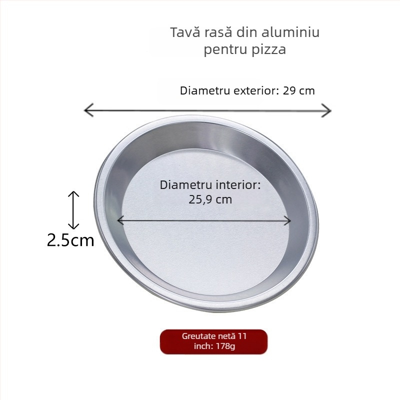 Tigaie de pizza anodizată, diametru 5–10 inch, rotundă, adâncă și plată, din aliaj durabil de aluminiu