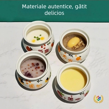 Vas ceramic pentru gătit cu capac, pentru uz casnic, aburitor pentru ouă, oală de lut pentru fierberea supei