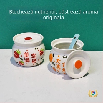 Vas ceramic pentru gătit cu capac, pentru uz casnic, aburitor pentru ouă, oală de lut pentru fierberea supei