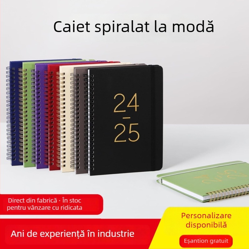 Carnet de notițe în engleză, format A5, cu spirală, calendar săptămânal și plan de autodisciplină, personalizabil, vânzare en gros