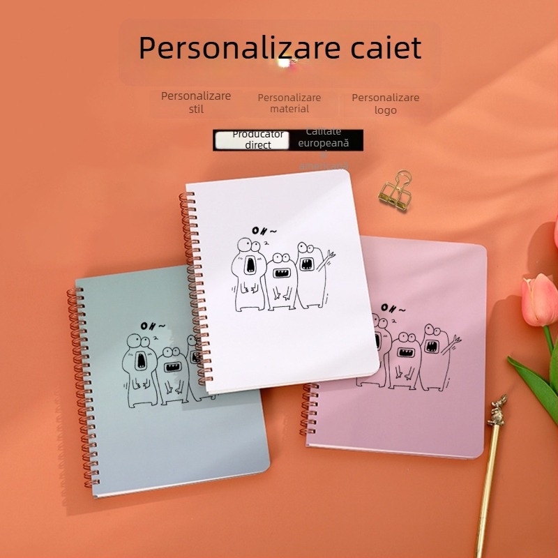 Carnet de notițe în engleză, format A5, cu spirală, calendar săptămânal și plan de autodisciplină, personalizabil, vânzare en gros