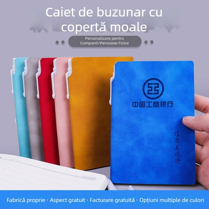 Caiet din piele de miel personalizabil, caiet școlar elegant, format A7, stil business