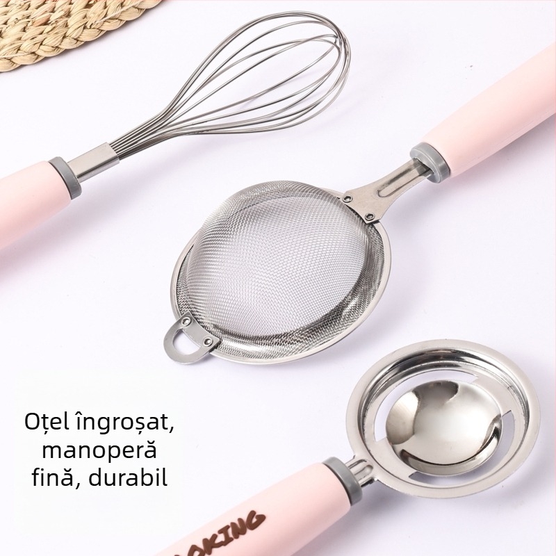 Set de tel pentru ouă, cu design animat pentru uz casnic, pentru pregătirea mâncărurilor pentru bebeluși și cofetărie, set complet cu separator alimentar și strecurător