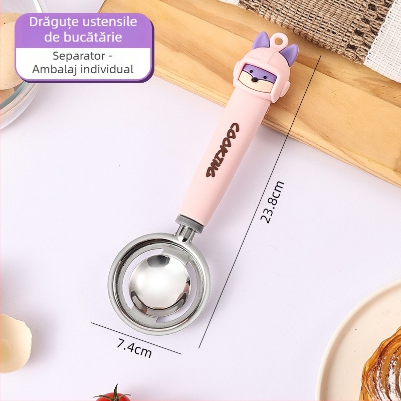 Set de tel pentru ouă, cu design animat pentru uz casnic, pentru pregătirea mâncărurilor pentru bebeluși și cofetărie, set complet cu separator alimentar și strecurător