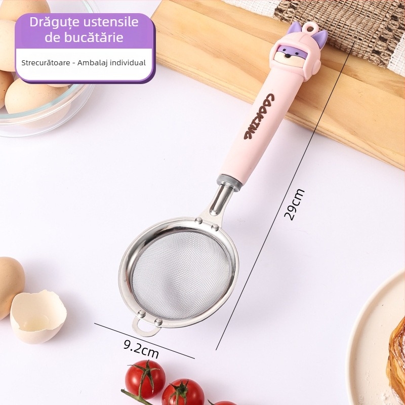 Set de tel pentru ouă, cu design animat pentru uz casnic, pentru pregătirea mâncărurilor pentru bebeluși și cofetărie, set complet cu separator alimentar și strecurător