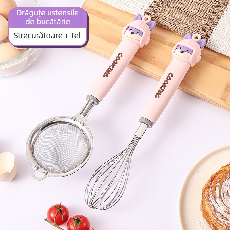 Set de tel pentru ouă, cu design animat pentru uz casnic, pentru pregătirea mâncărurilor pentru bebeluși și cofetărie, set complet cu separator alimentar și strecurător