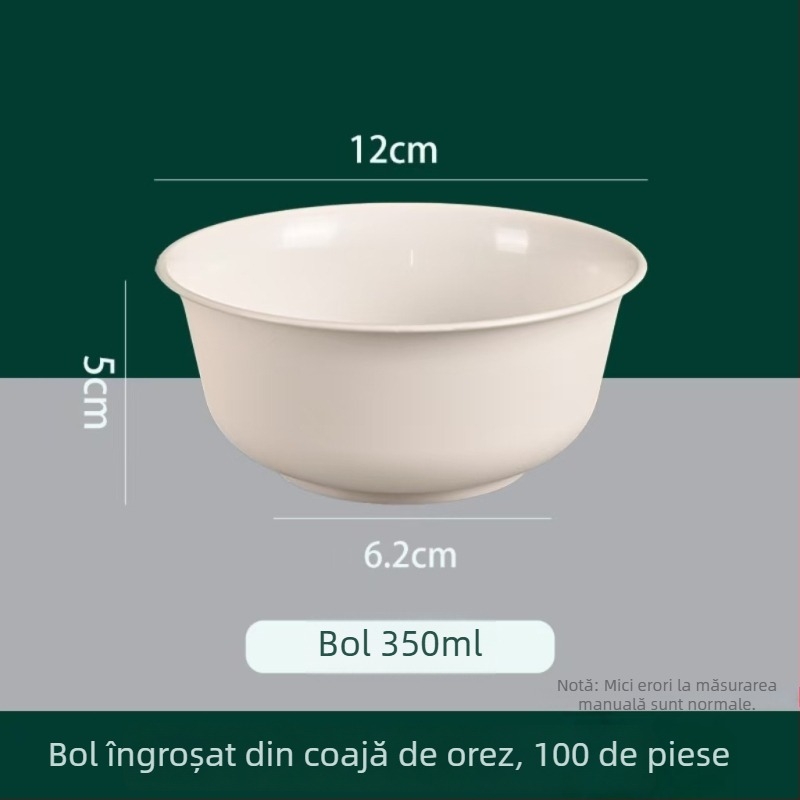 Set de veselă din coji de orez — patru piese, boluri și bețișoare, calitate alimentară, pentru hot pot, grătar și camping