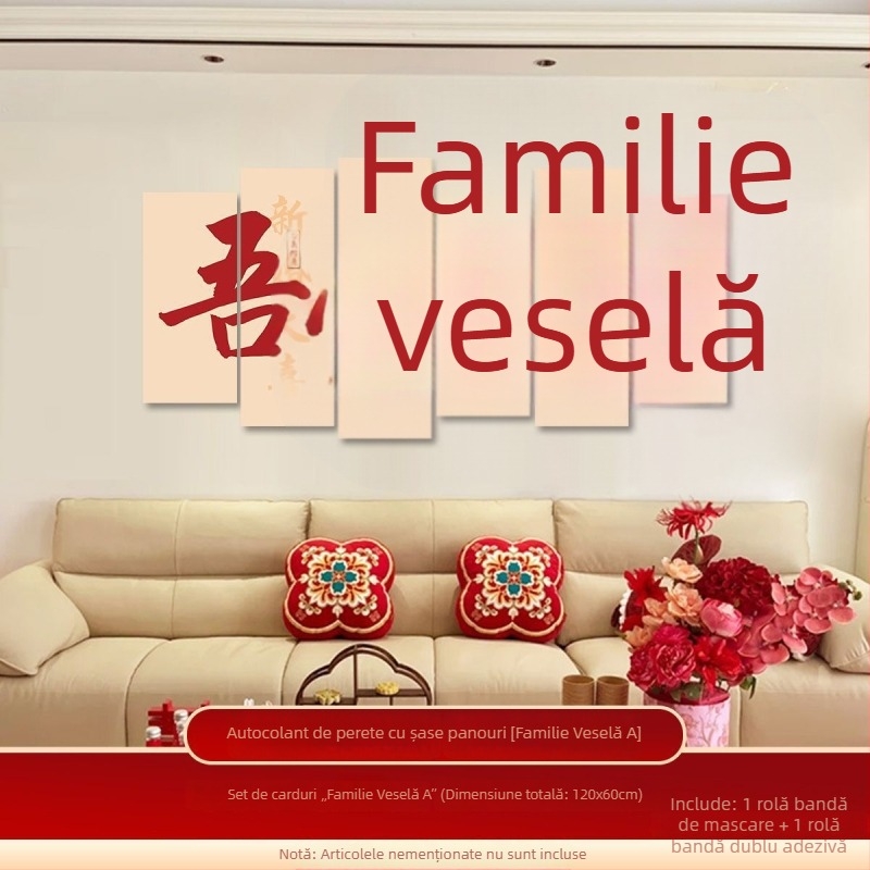 Set decor pentru sufragerie: fundal pentru canapea și decorațiuni pentru dormitor cu simbolul Fericirii Duble