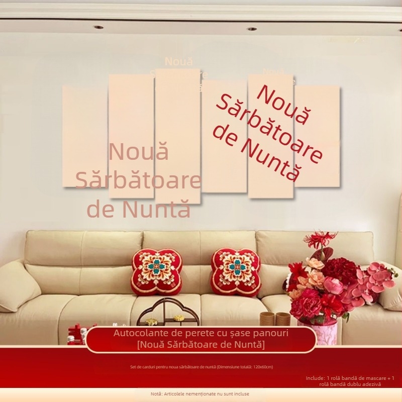 Set decor pentru sufragerie: fundal pentru canapea și decorațiuni pentru dormitor cu simbolul Fericirii Duble