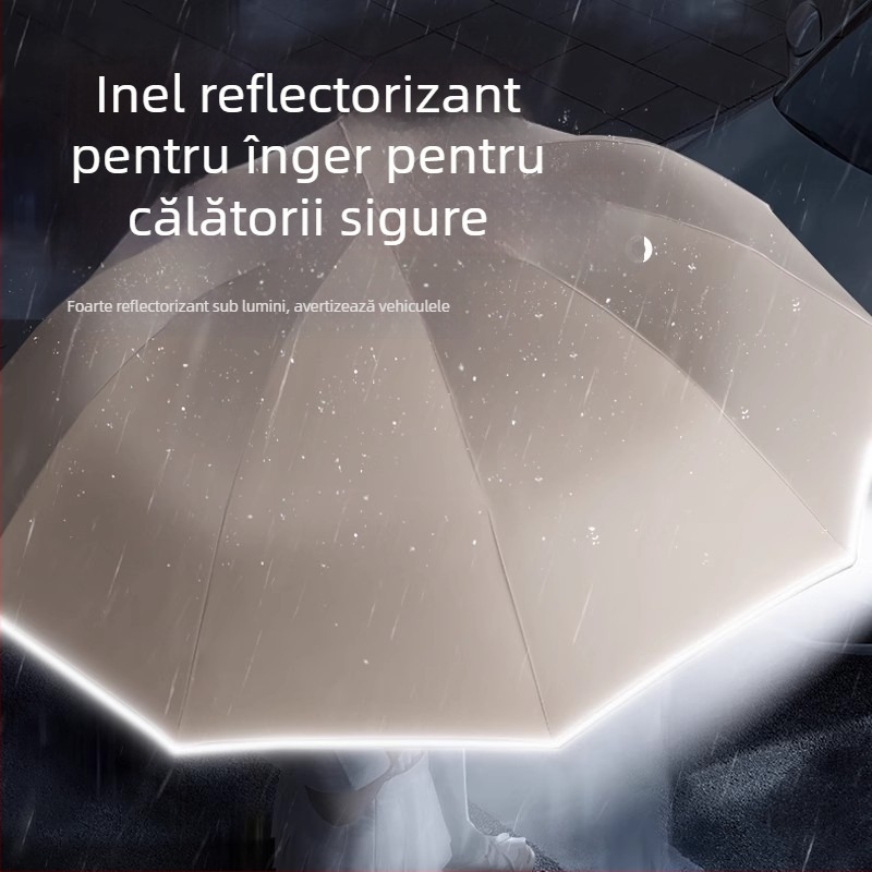 Umbrelă inversă cu 20 spițe, pentru soare și ploaie, automată, pliabilă, cu logo, pentru bărbați și femei