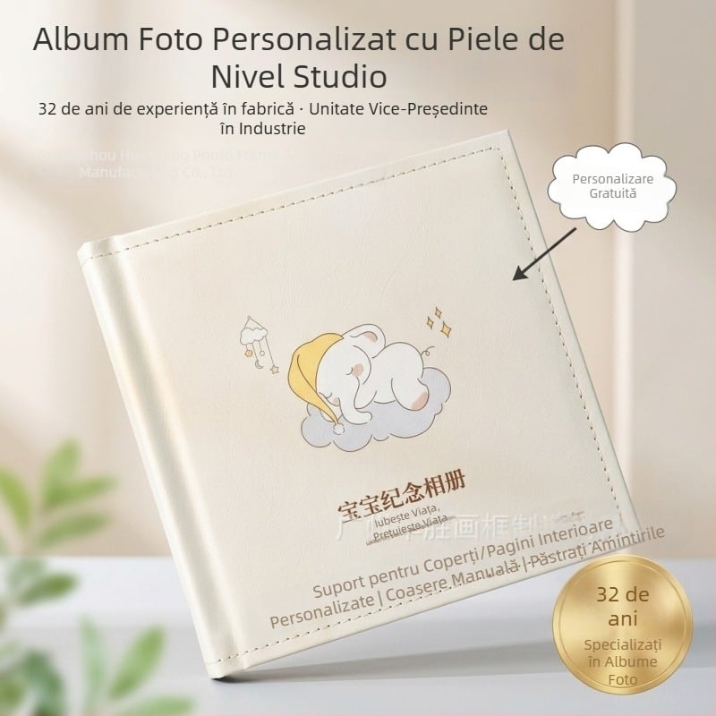 Album foto din piele de înaltă calitate, copertă din piele personalizată, modele diverse pentru copertă, imprimare și realizare a paginilor interioare de înaltă definiție pentru poze de bebeluși