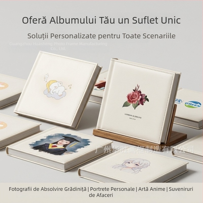 Album foto din piele de înaltă calitate, copertă din piele personalizată, modele diverse pentru copertă, imprimare și realizare a paginilor interioare de înaltă definiție pentru poze de bebeluși