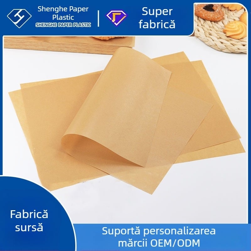 Hârtie pătrată personalizabilă pentru absorbția uleiului, pentru pui prăjit și cartofi prăjiți, hârtie de copt pentru uz casnic, culoare naturală